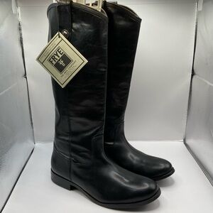 Frye Tall Black Leather Riding Boots Women’s 10B Classic Pull-On